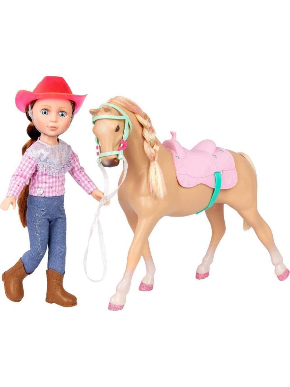 14" Equestrian Doll with Brown Hair & Blue Eyes, Riding Outfit & Horse Set, 3